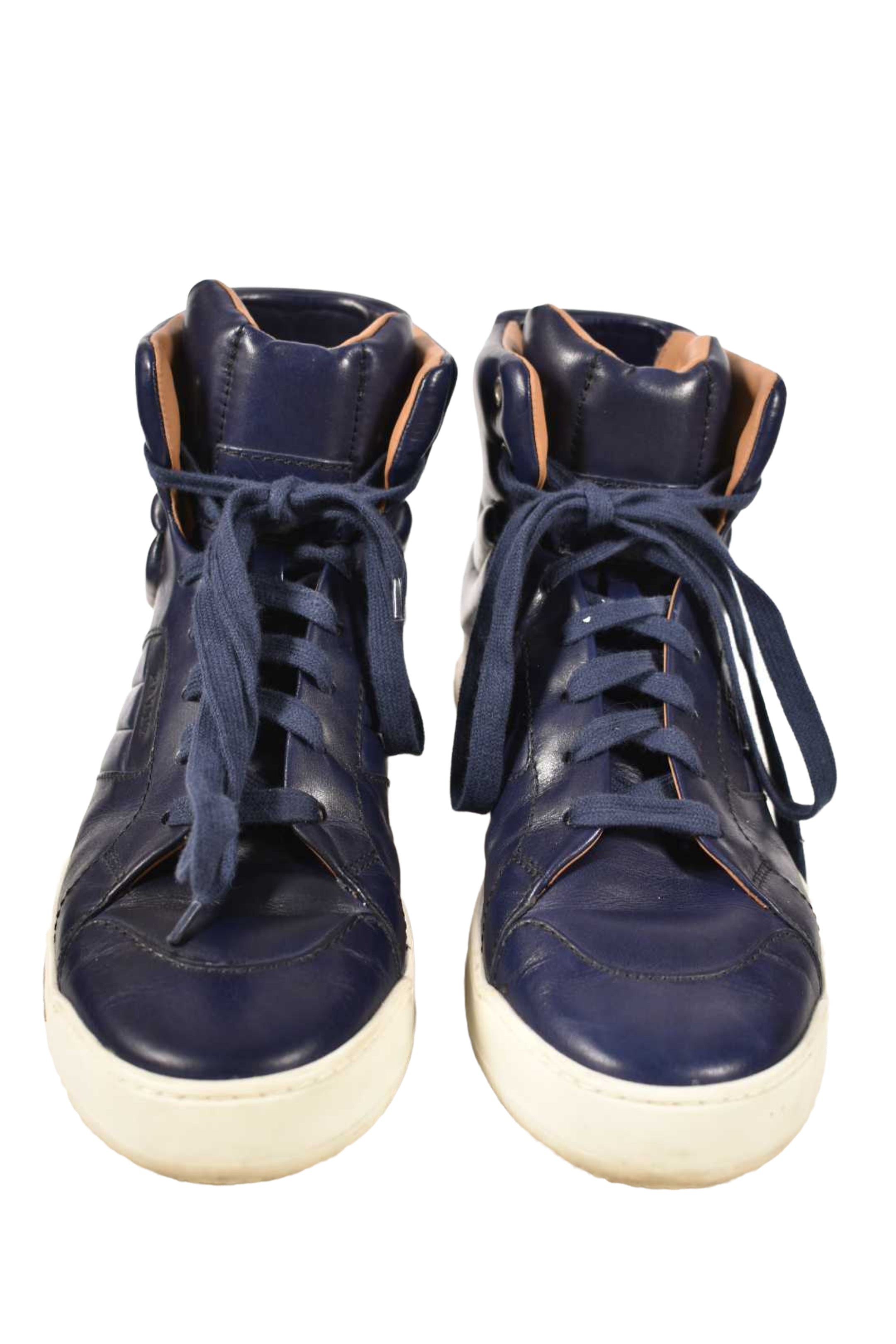 BALLY Navy Blue Leather Odar Padded High Top Sneaker 9D