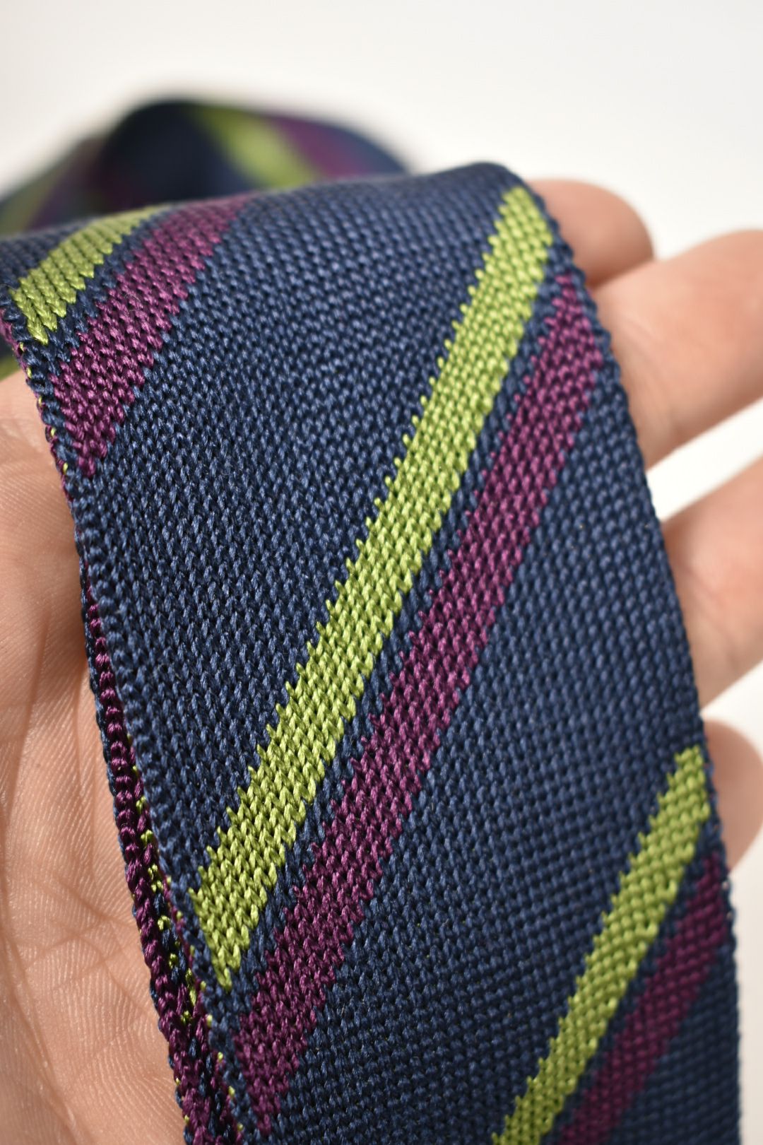 ETRO Navy Green Purple Squared Silk Knit Tie Italy