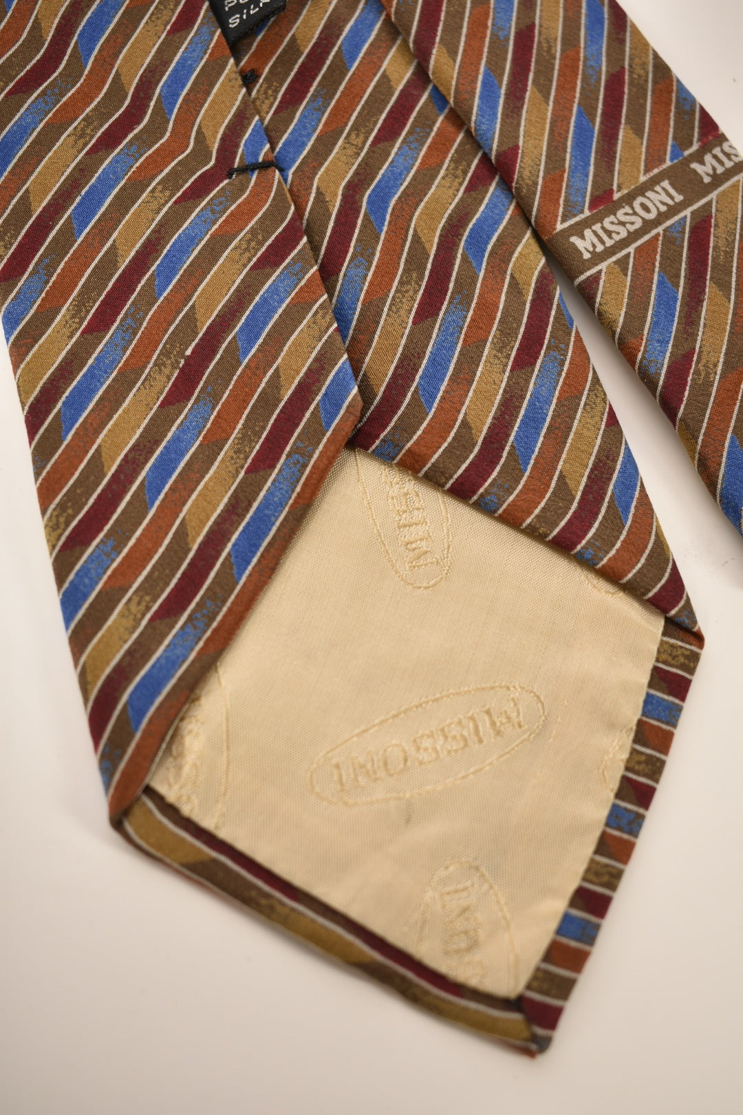 1980s MISSONI Multicoloured Signature Stripe 100% Silk Tie Italy