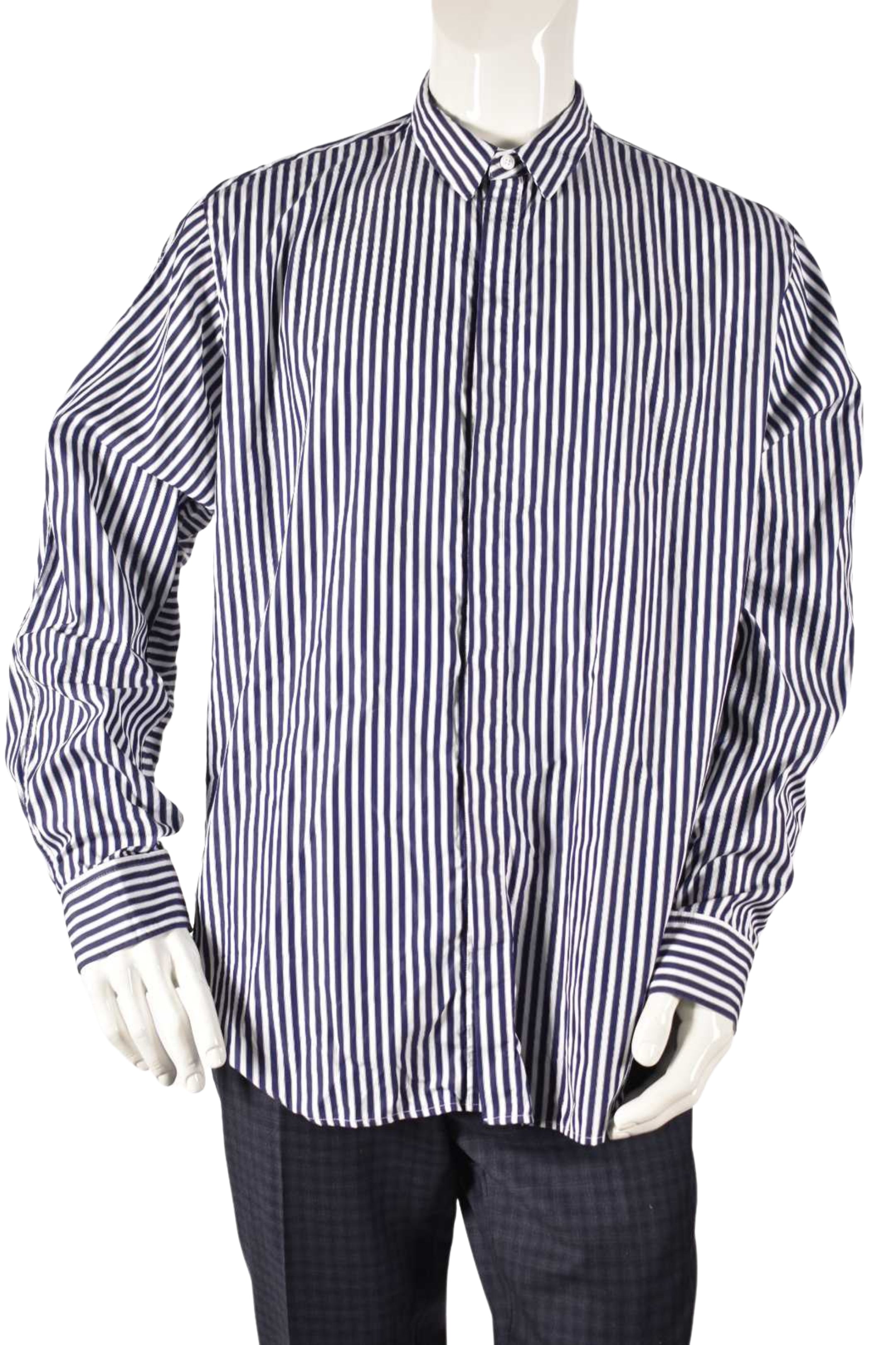 JUUN.J Blue White Stripe Cotton Poplin Oversized Shirt Medium Korea