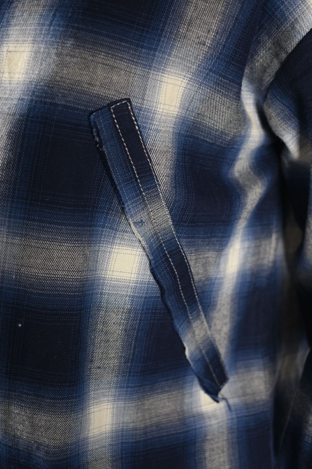 RTA Blue White Checkered Zip Utility Shirt XXS