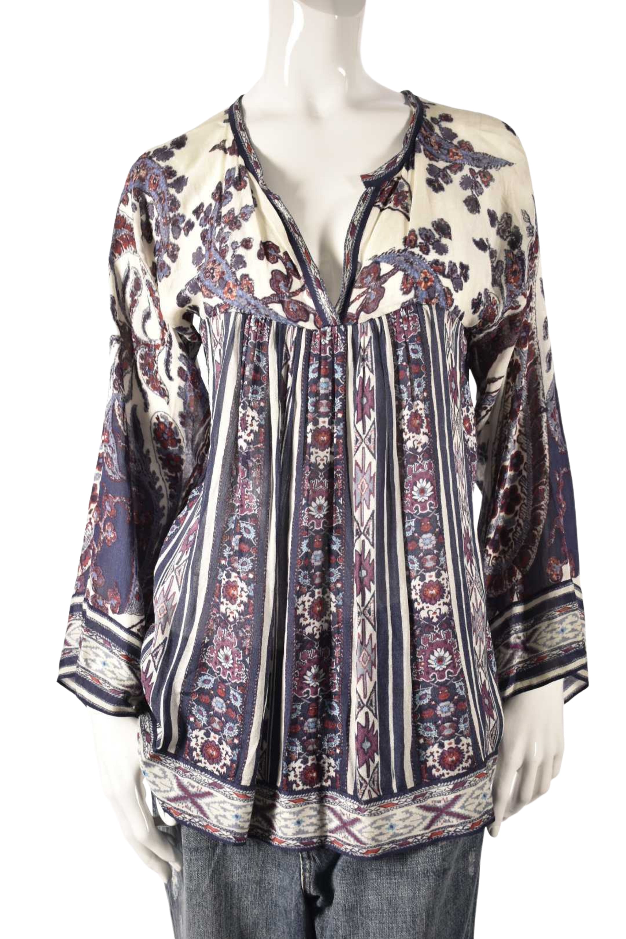 ISABEL MARANT ETOILE Purple Paisley Boho Festival Top 2US