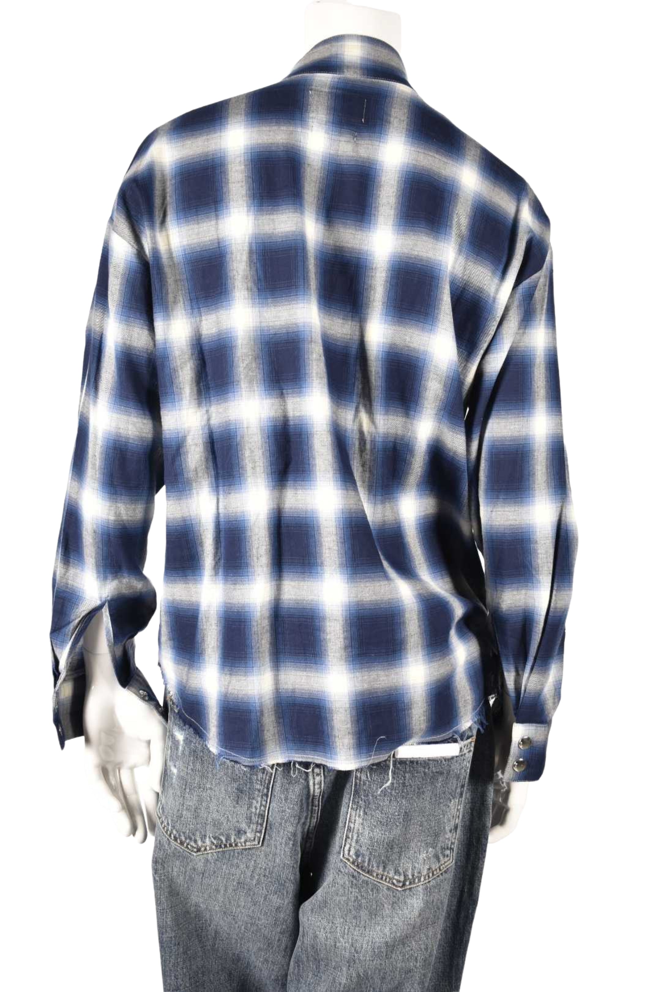 RTA Blue White Checkered Zip Utility Shirt XXS