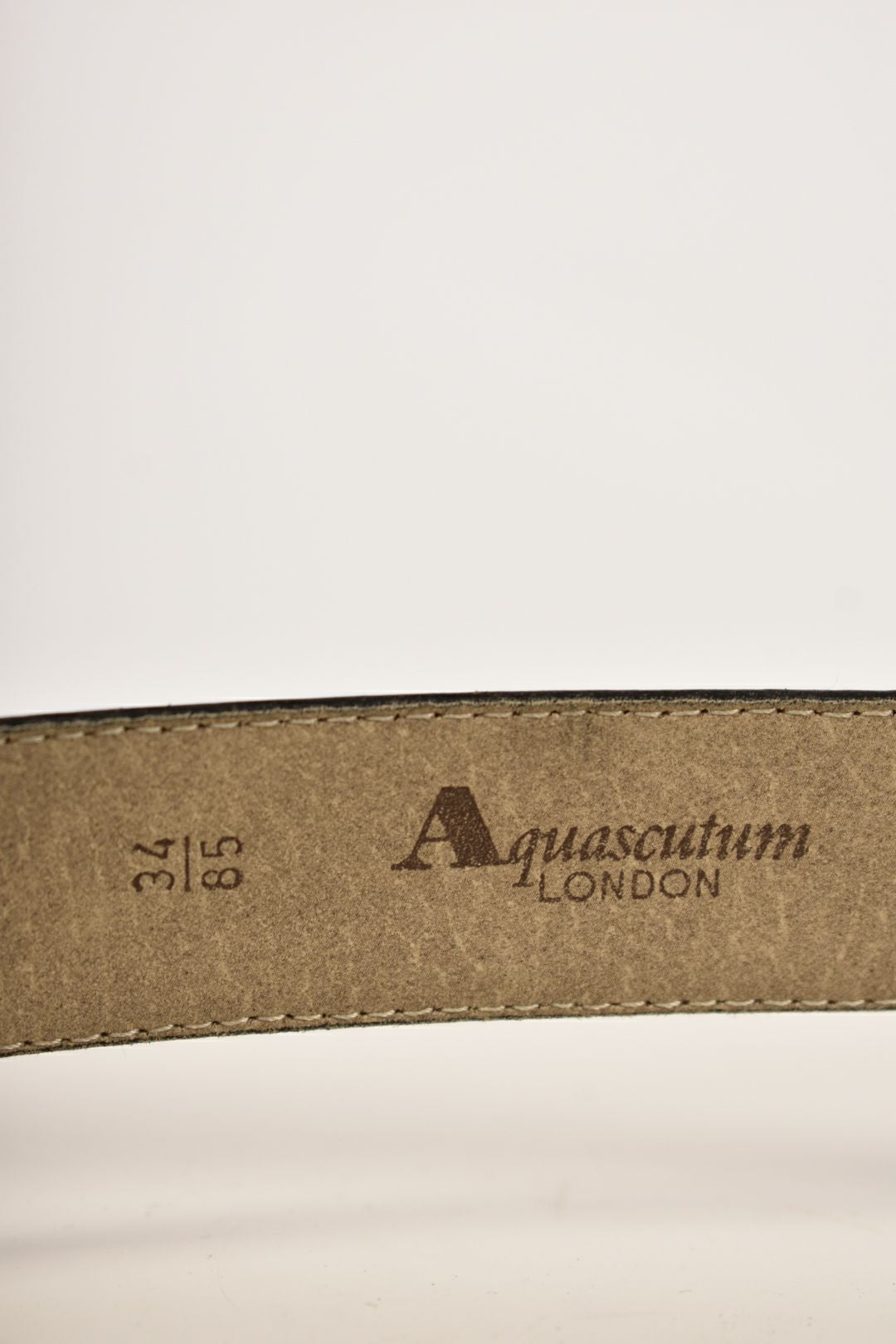 1980s AQUASCUTUM Brown Polished Leather Self Fabric Buckle Belt 34" Italy